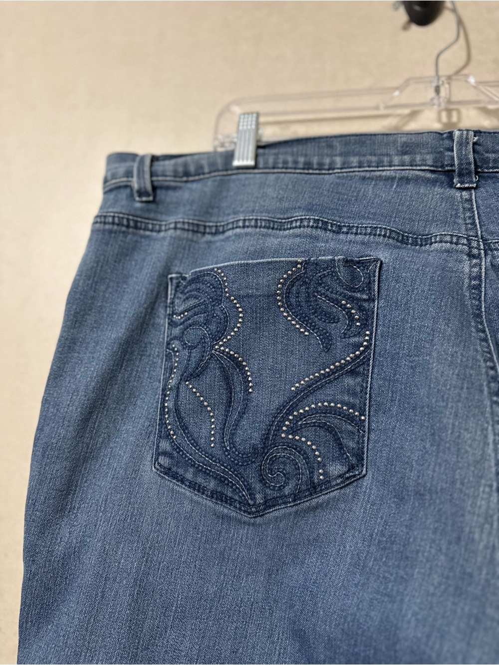 Gloria Vanderbilt Amanda Cropped Ankle Jeans 24W Plus Size Embellished Pocket